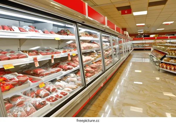Meat Display in a Grocery Store