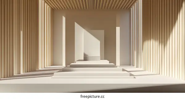 Minimalist Interior Design with Wooden Panels and White Stairs