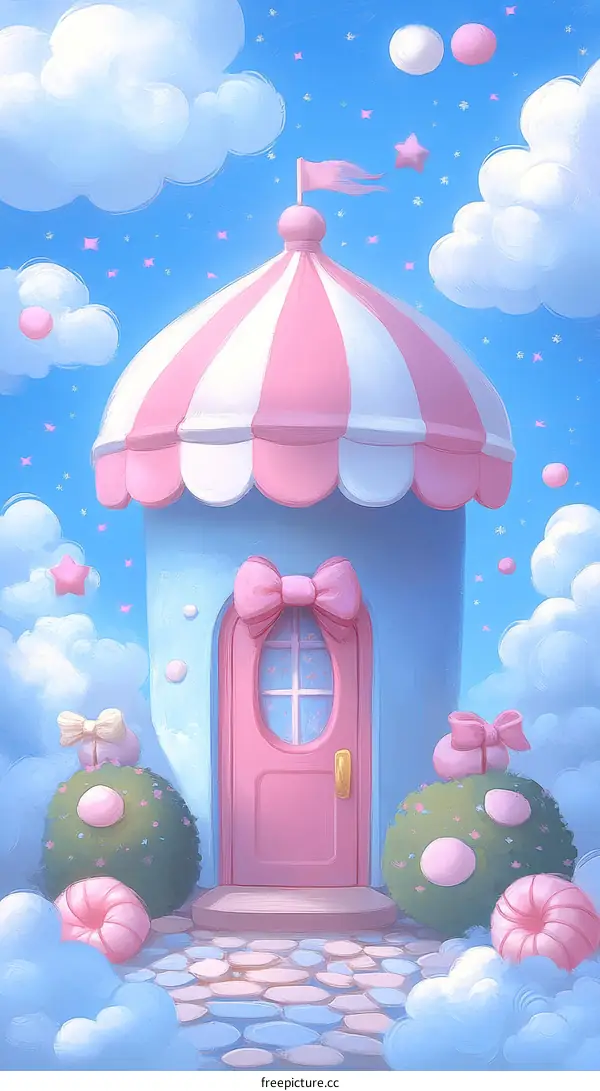 Pastel Dreamy House with Candy Clouds