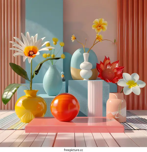 Artistic Still Life with Vibrant Flowers