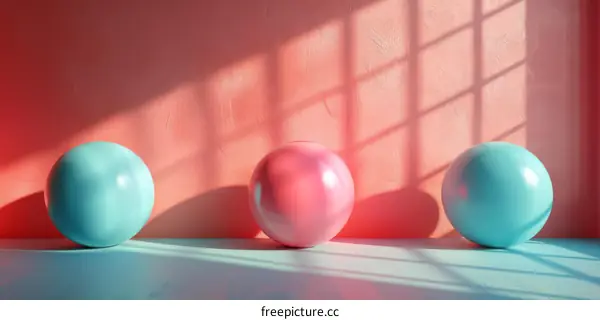 Three Colorful Spheres in a Pastel Setting