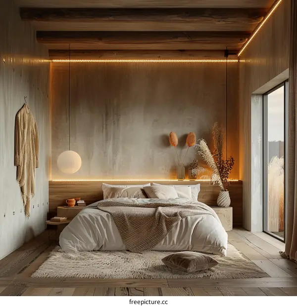 Cozy Minimalist Bedroom Interior Design with Natural Light