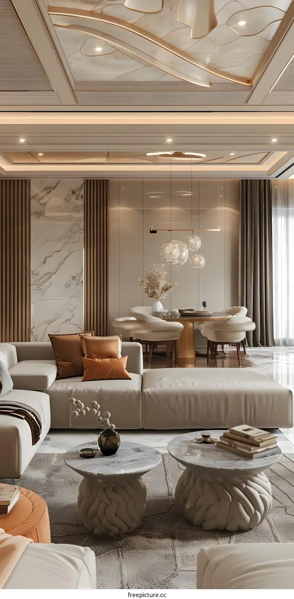 Bright and Airy Modern Living Room With Dining Area