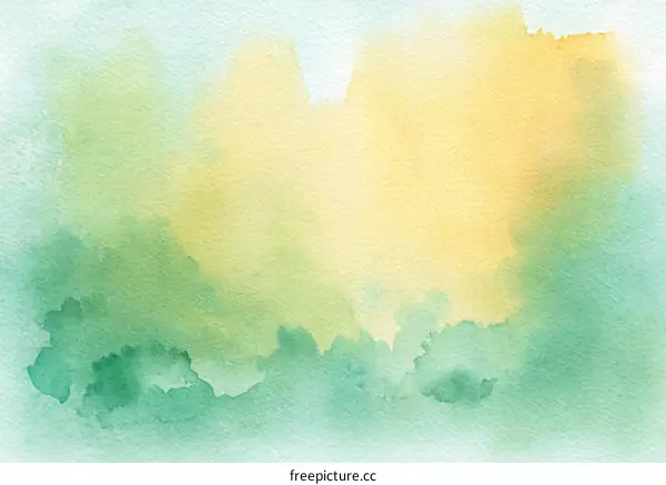 Abstract Watercolor Painting of Soft Green and Yellow Tones