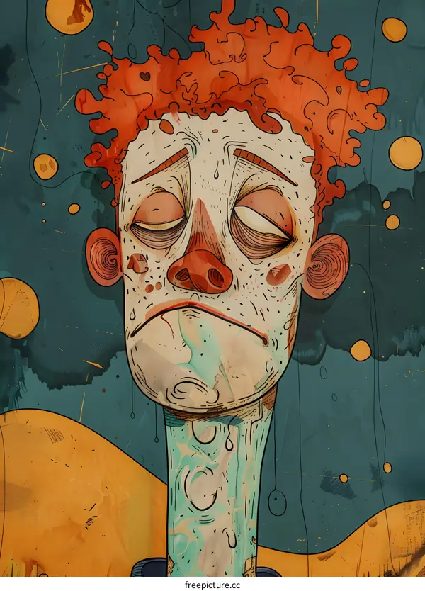 Cartoon character with an elongated neck and red hair