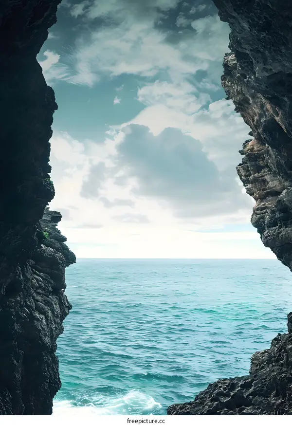 Ocean View From Inside a Cave