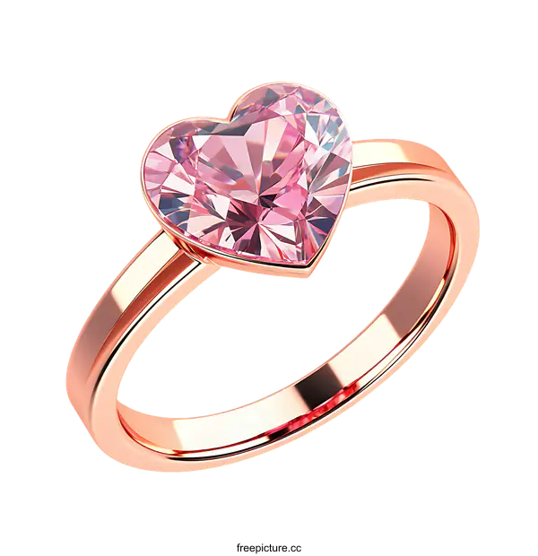 [Transparent Background PNG]Rose Gold Heart Shaped Diamond Ring