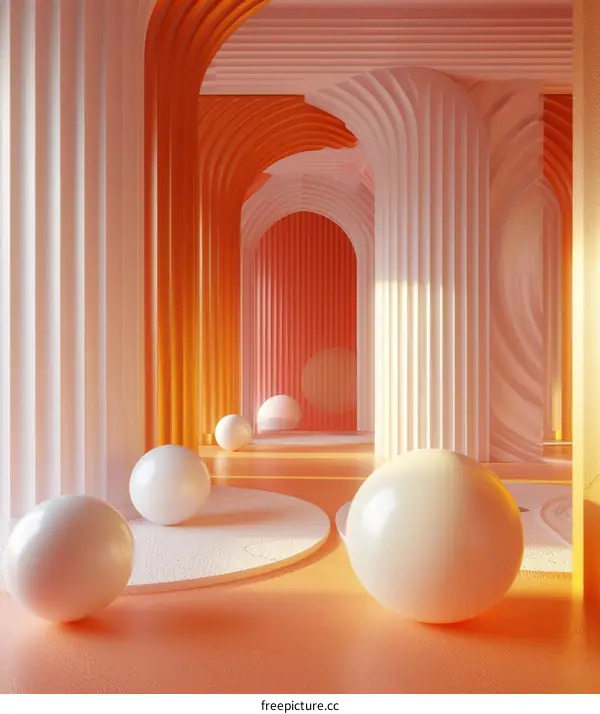 Abstract Modern Interior Design with Arches and Columns