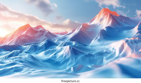 Icy Mountain Peaks Under Sunset Sky