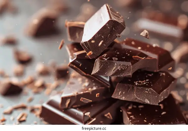 Dark Chocolate Chunks and Grated Chocolate on a Table