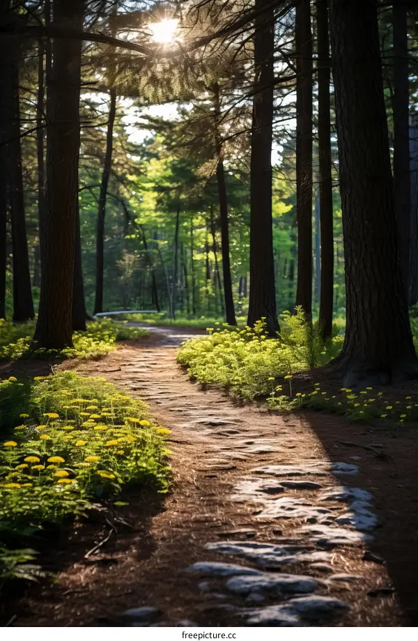 Sunlight Filtering Through Lush Forest