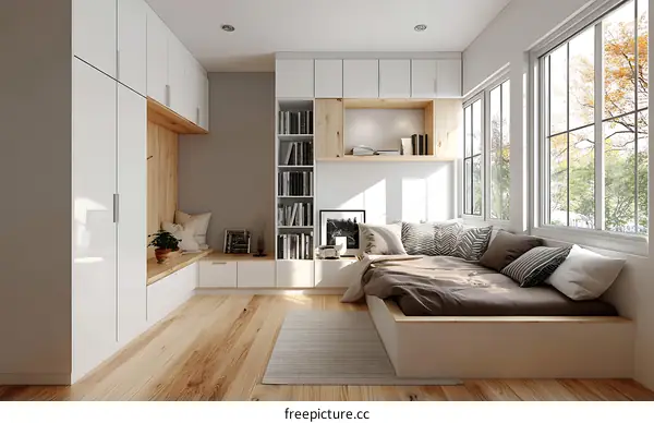 Modern Minimalist Reading Nook with Large Window