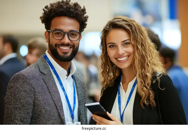 Two Diverse Professionals at a Business Conference