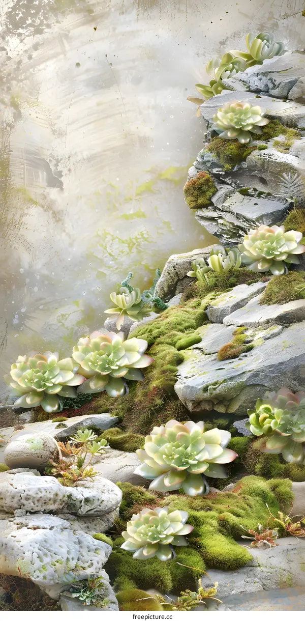 Green Succulent Plants On Rocks