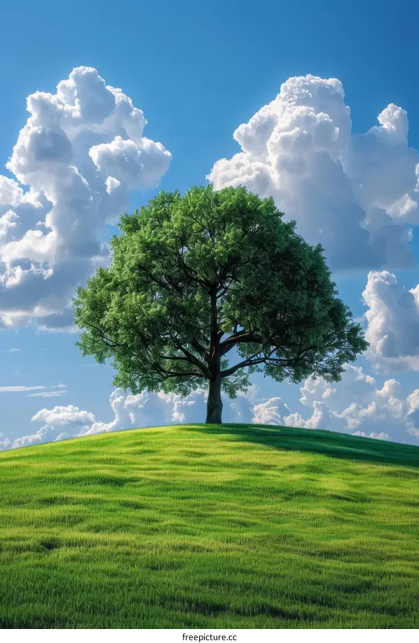 Peaceful Landscape with a Majestic Tree