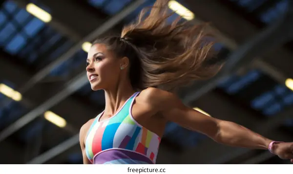 Ecstatic runner soars through the air