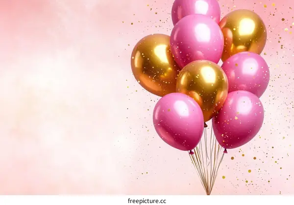 Pink and Gold Balloons Festive Background