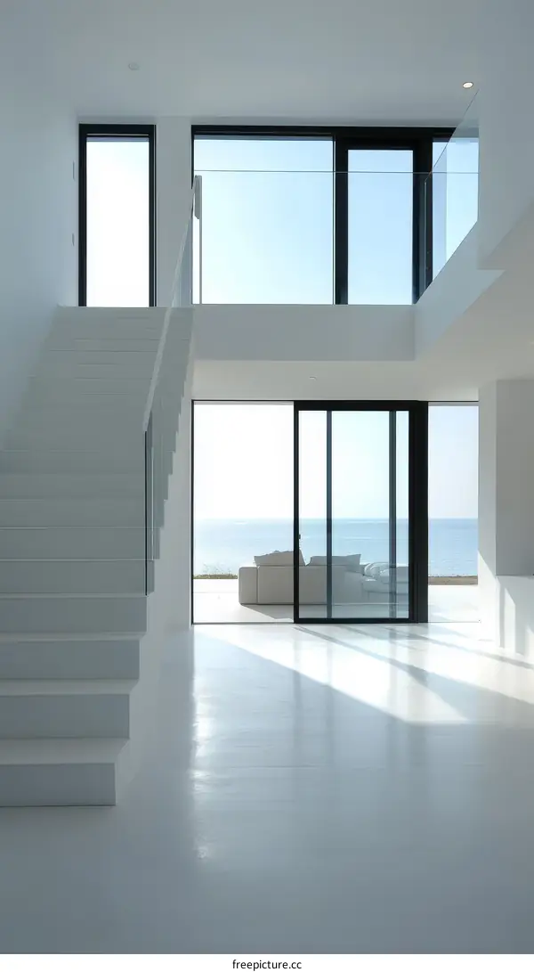 Modern Coastal Home Interior with Large Windows