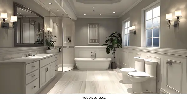 Modern Bathroom and Vanity with Walk-in Shower