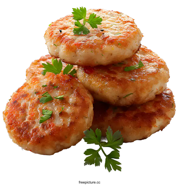 [Transparent Background PNG]Fried fish cakes with parsley