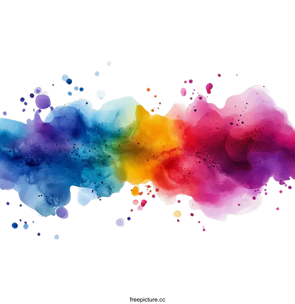 [Transparent Background PNG]Abstract Watercolor Rainbow Splashes