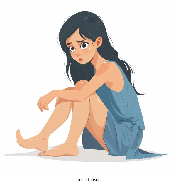 sad girl sitting on the floor