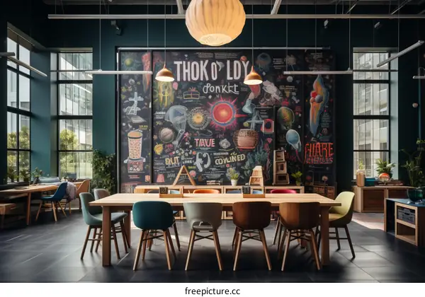 Large Conference Room with Blackboard Wall Mural