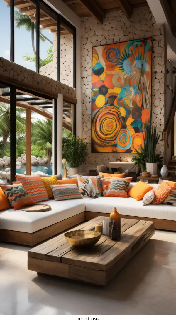 Modern tropical living room interior design
