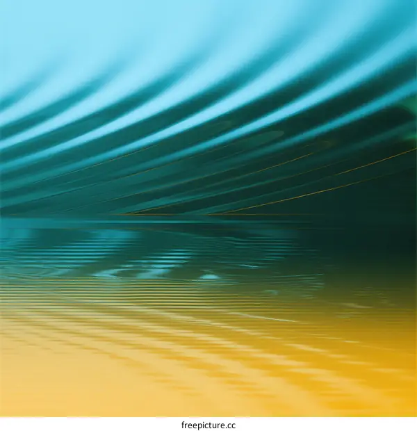 Abstract blue and yellow gradient wave pattern with ripples