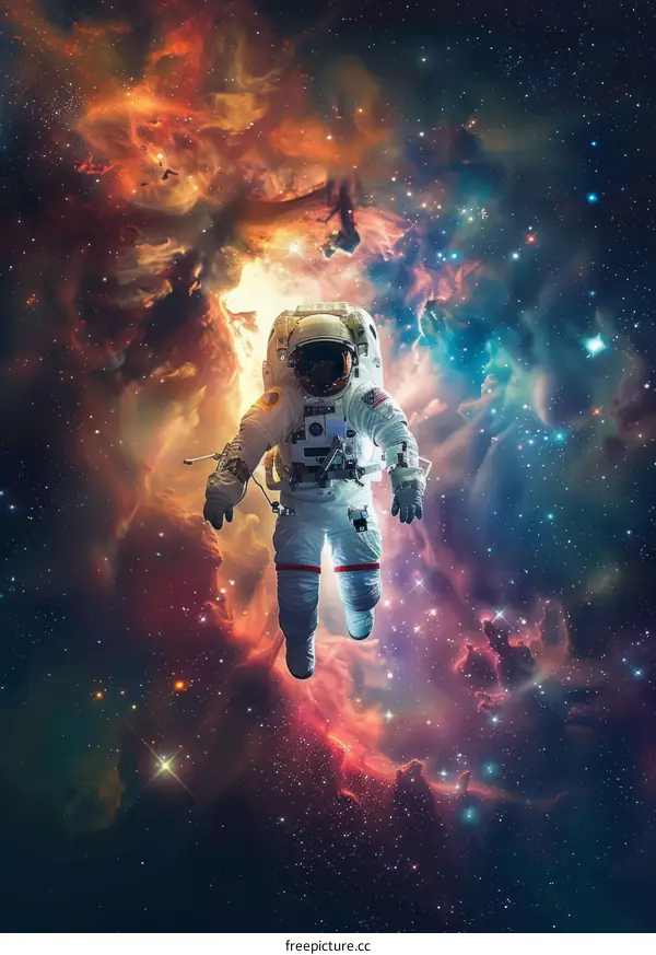 Astronaut Exploring Vibrant Nebula