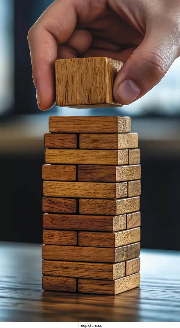 Wooden Block Tower Building Game Strategy