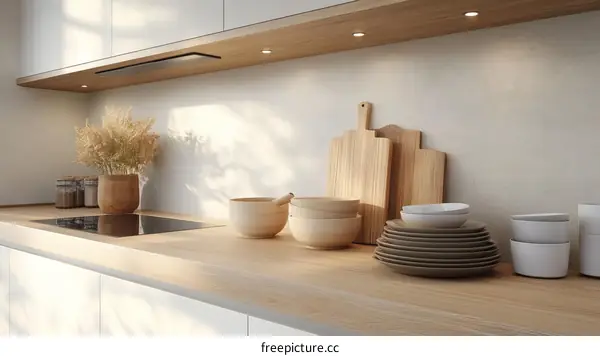 Modern Minimalist Kitchen Design with Wooden Elements