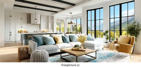 Modern Mountain View Living Room Interior