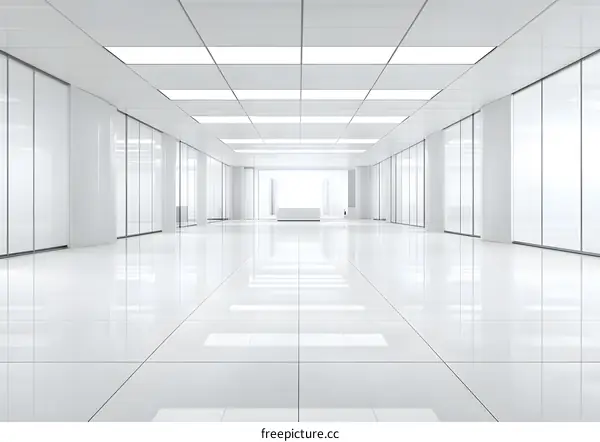 White Modern Office Corridor Interior Design