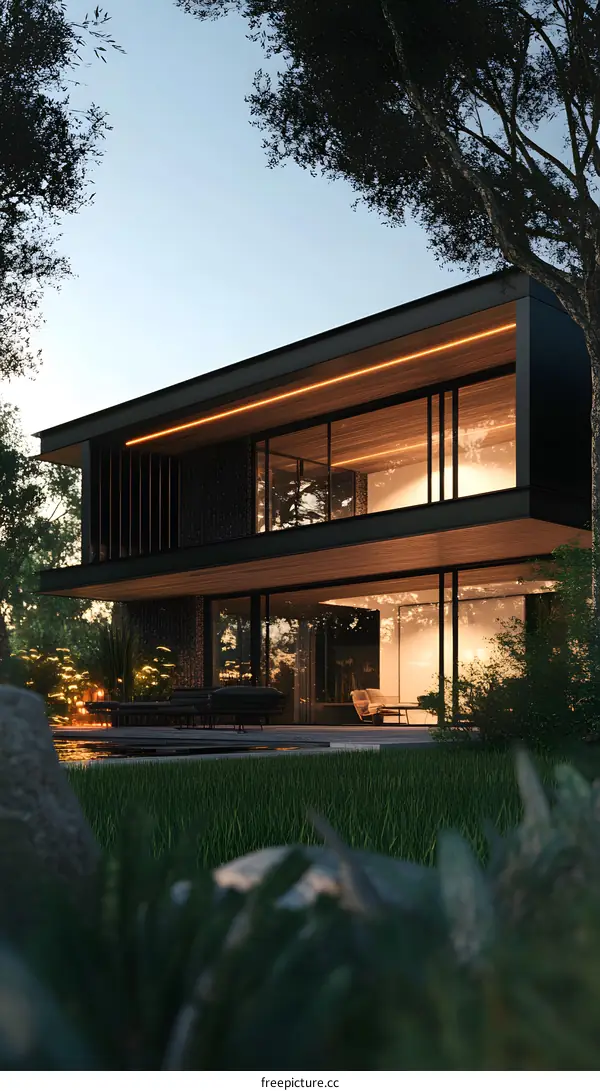 Modern House With Large Windows and Outdoor Patio