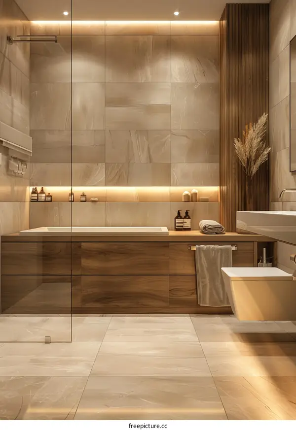 Modern Beige Bathroom Interior Design