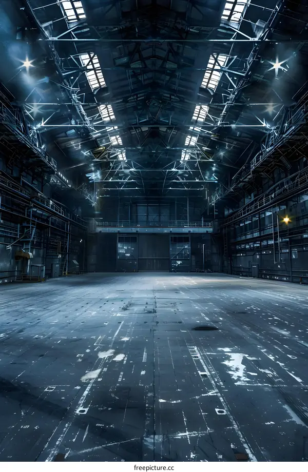 Industrial Building Interior With Large Doors