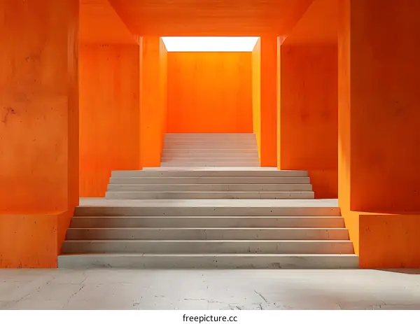Orange and Grey Minimalist Stairs Abstract Background