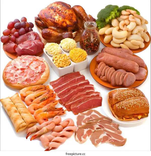Assortment of Various Meats and Seafood for Cooking