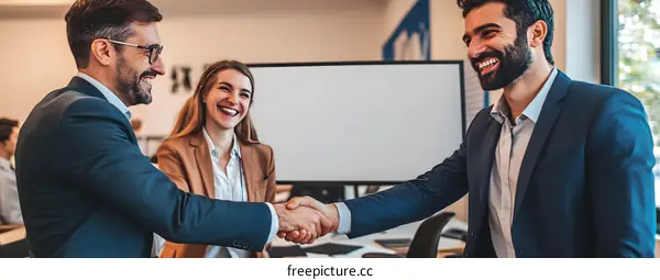 Businessmen Shaking Hands During a Meeting