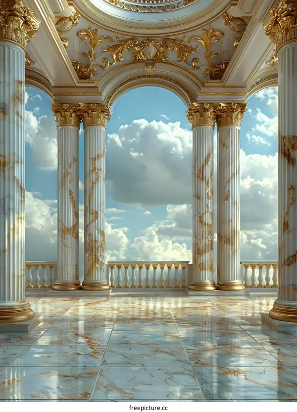 Majestic Architectural Interior with a Sky View