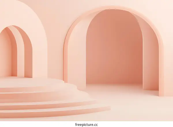 Abstract Pink Archway Background with Stairs
