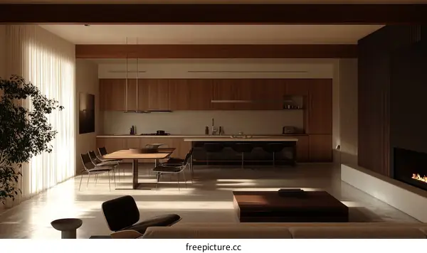 Modern Wooden Interior Design in a Spacious Home