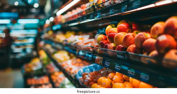 Fresh Produce Aisle in a Supermarket