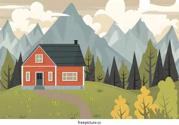 Red House in the Mountain Landscape