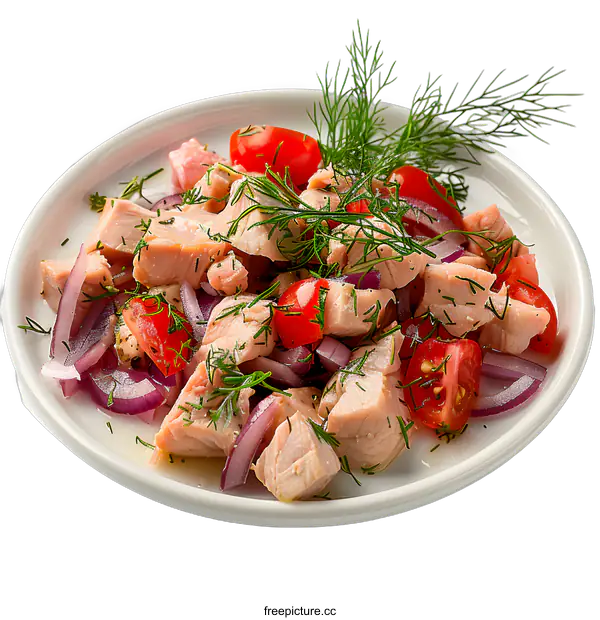 [Transparent Background PNG]tuna salad with dill and red onion