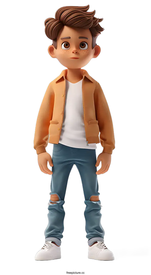 [Transparent Background PNG]3D rendering of a young boy