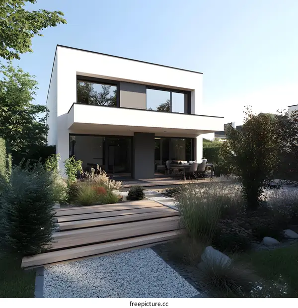 Modern House with Backyard and Garden