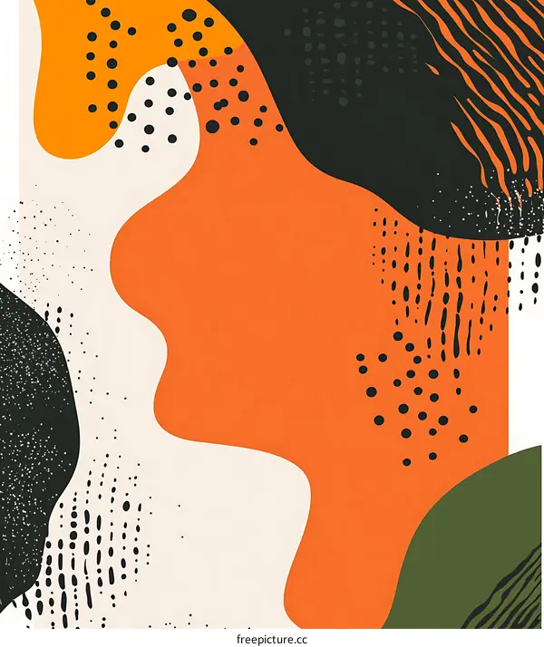 Abstract Art Background With Orange, Green, And Black Colors