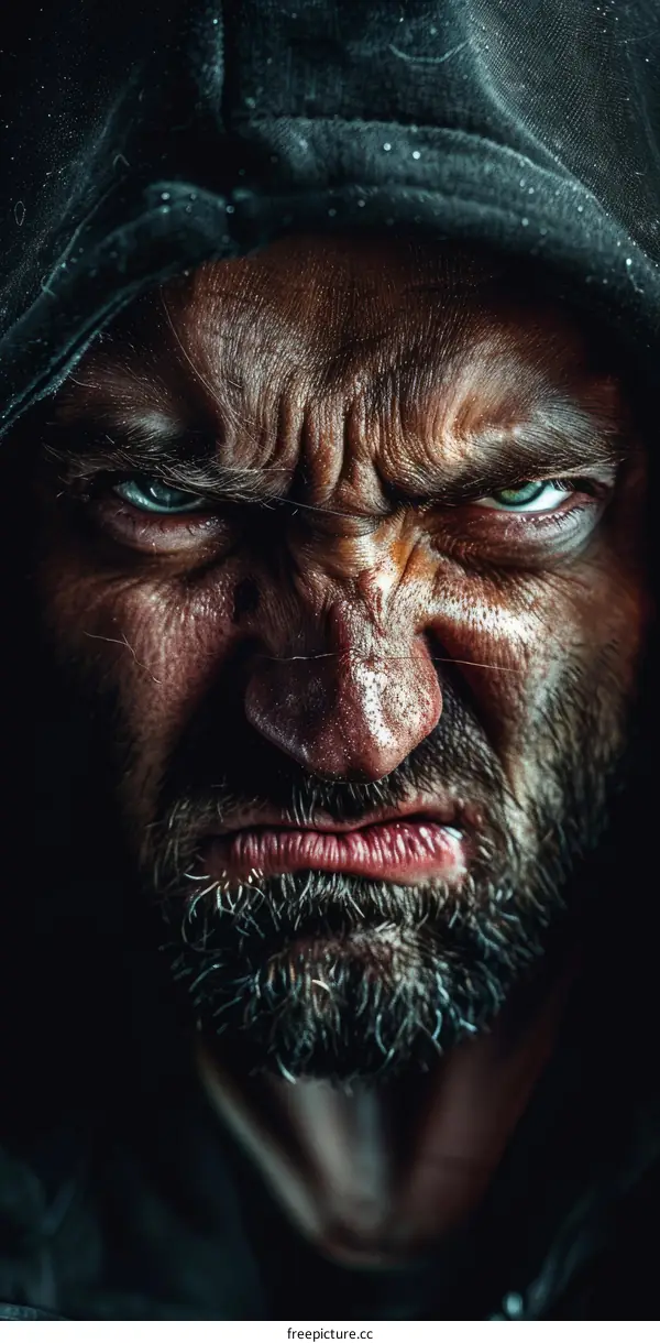 Angry Man Face Close Up Portrait